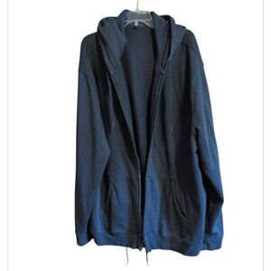 Denver Hayes Sweater Navy Blue Zip up Hooded Fleece Jacket with Front Pockets